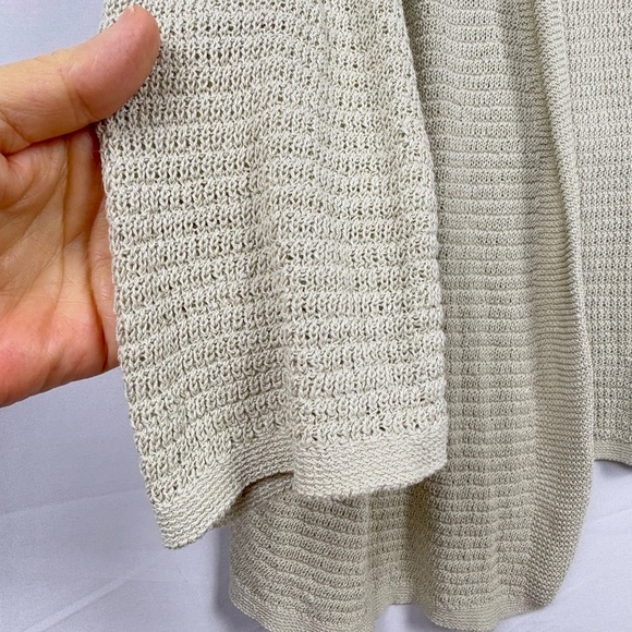 J. Jill Womens Linen Open Knit Cardigan Sweater Sz L Beachy Coastal Open Front - Picture 4 of 12